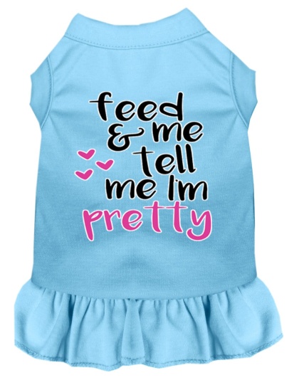 Tell me I'm Pretty Screen Print Dog Dress Baby Blue 4X (22)