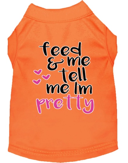 Tell me I'm Pretty Screen Print Dog Shirt Orange Lg