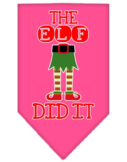 The Elf Did It Screen Print Bandana Bright Pink Large