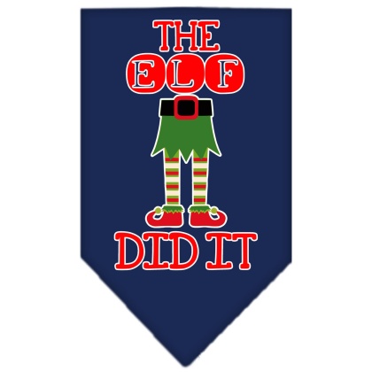 The Elf Did It Screen Print Bandana Navy Blue large