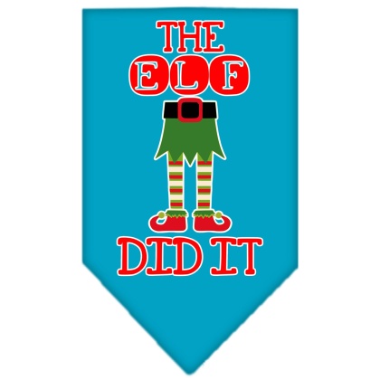 The Elf Did It Screen Print Bandana Turquoise Large