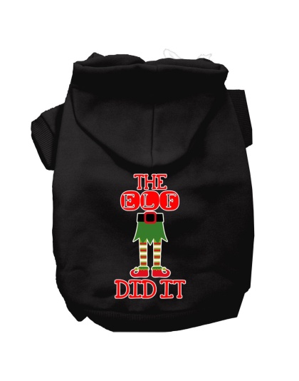 The Elf Did It Screen Print Dog Hoodie Black L