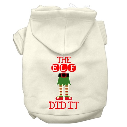 The Elf Did It Screen Print Dog Hoodie Cream L