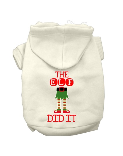 The Elf Did It Screen Print Dog Hoodie Cream L