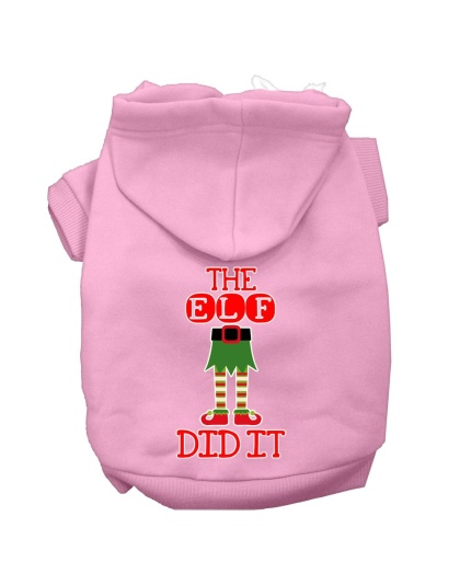 The Elf Did It Screen Print Dog Hoodie Light Pink L
