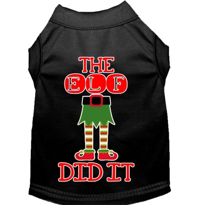 The Elf Did It Screen Print Dog Shirt Black Lg