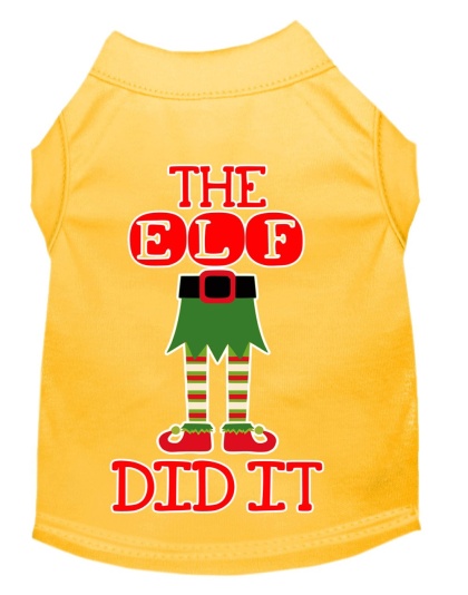 The Elf Did It Screen Print Dog Shirt Yellow Lg