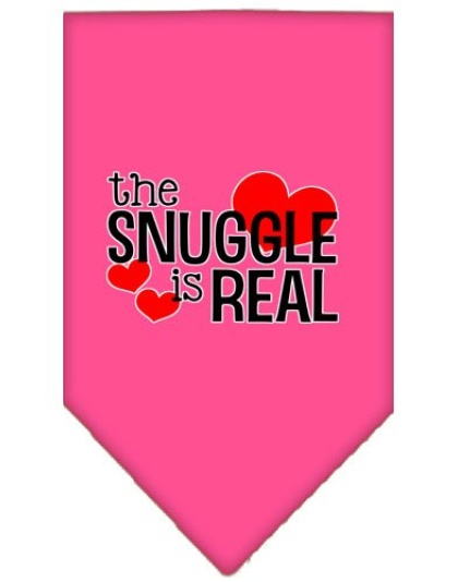 The Snuggle is Real Screen Print Bandana Bright Pink Large