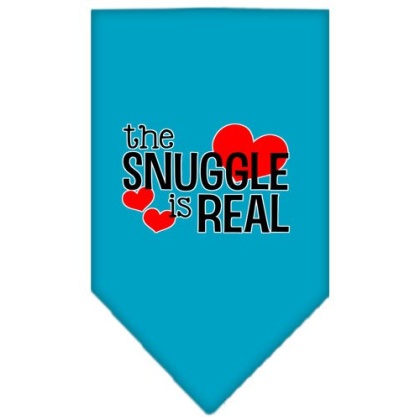 The Snuggle is Real Screen Print Bandana Turquoise Large