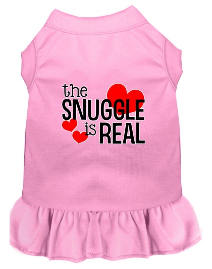 The Snuggle is Real Screen Print Dog Dress Light Pink 4X