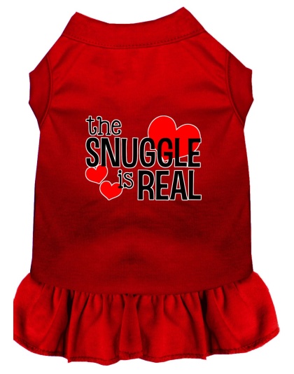 The Snuggle is Real Screen Print Dog Dress Red 4X