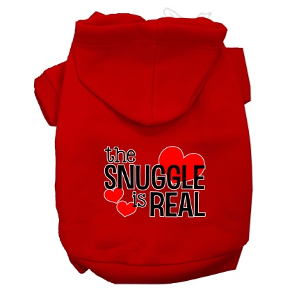 The Snuggle is Real Screen Print Dog Hoodie Red L