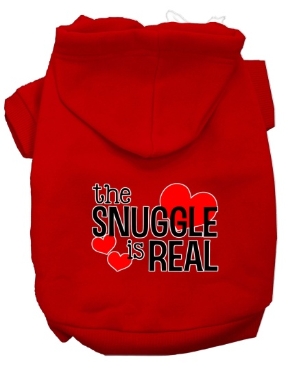 The Snuggle is Real Screen Print Dog Hoodie Red L