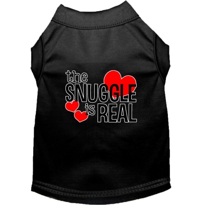 The Snuggle is Real Screen Print Dog Shirt Black Lg