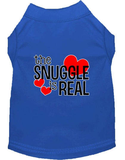 The Snuggle is Real Screen Print Dog Shirt Blue Lg