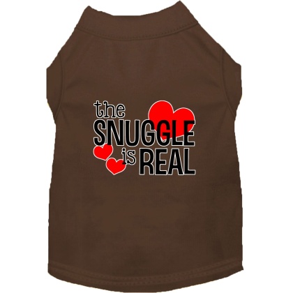 The Snuggle is Real Screen Print Dog Shirt Brown Lg