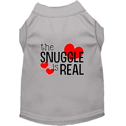 The Snuggle is Real Screen Print Dog Shirt Grey Lg