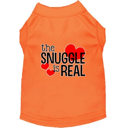 The Snuggle is Real Screen Print Dog Shirt Orange Lg