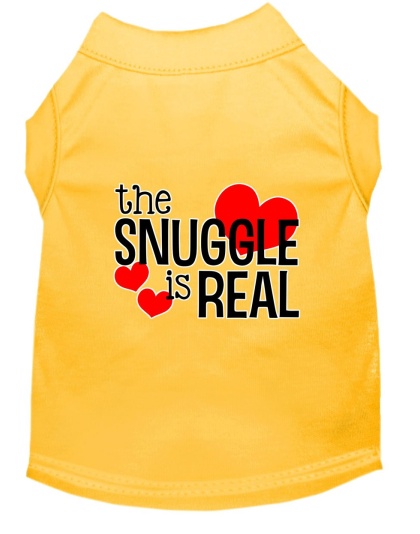 The Snuggle is Real Screen Print Dog Shirt Yellow Lg