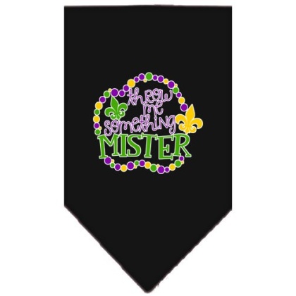 Throw me Something Screen Print Mardi Gras Bandana Black Large