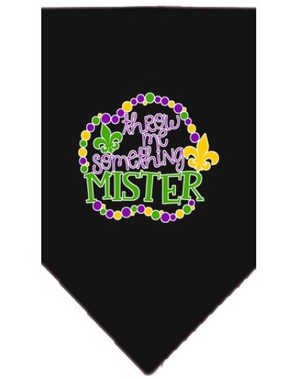 Throw me Something Screen Print Mardi Gras Bandana Black Large