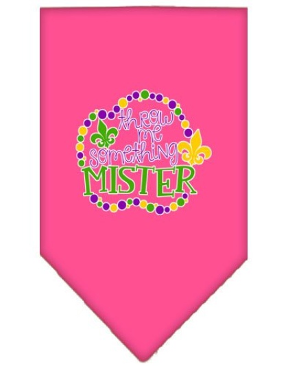 Throw me Something Screen Print Mardi Gras Bandana Bright Pink Large