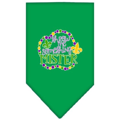 Throw me Something Screen Print Mardi Gras Bandana Emerald Green Large