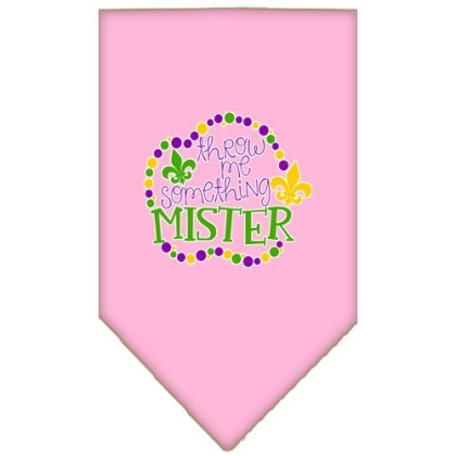 Throw me Something Screen Print Mardi Gras Bandana Light Pink Large