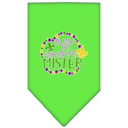 Throw me Something Screen Print Mardi Gras Bandana Lime Green Large
