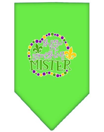 Throw me Something Screen Print Mardi Gras Bandana Lime Green Large