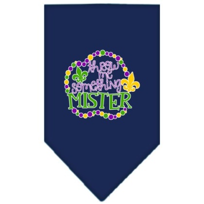 Throw me Something Screen Print Mardi Gras Bandana Navy Blue large