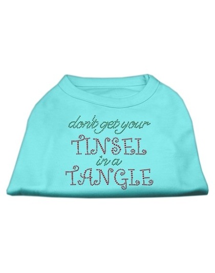 Tinsel in a Tangle Rhinestone Dog Shirt Aqua Lg