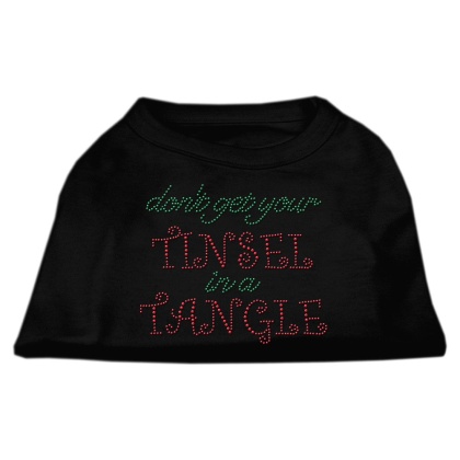 Tinsel in a Tangle Rhinestone Dog Shirt Black Lg