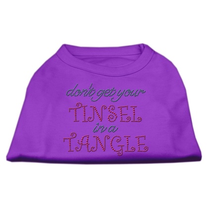 Tinsel in a Tangle Rhinestone Dog Shirt Purple Lg