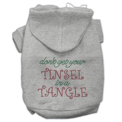 Tinsel in a Tangle Rhinestone Hoodies Grey L