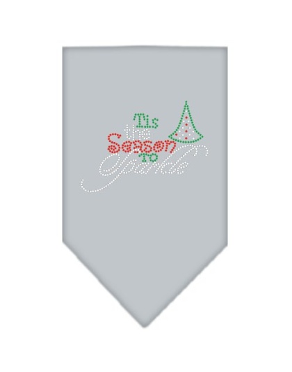 Tis the Season to Sparkle Rhinestone Bandana Grey Large