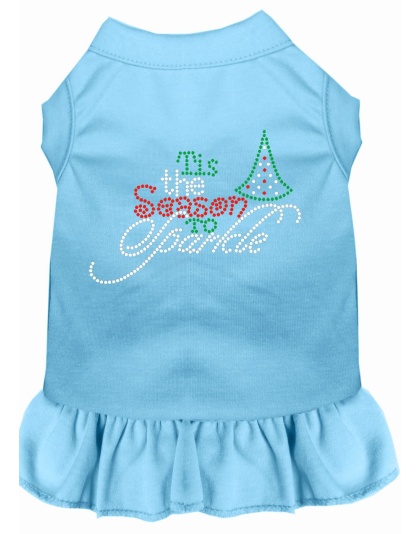 Tis the Season to Sparkle Rhinestone Dog Dress Baby Blue 4X