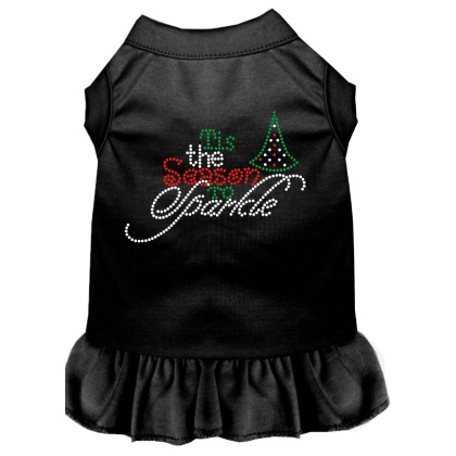 Tis the Season to Sparkle Rhinestone Dog Dress Black 4X