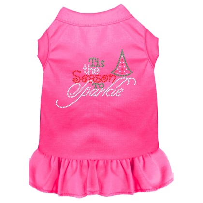 Tis the Season to Sparkle Rhinestone Dog Dress Bright Pink 4X