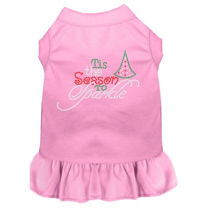 Tis the Season to Sparkle Rhinestone Dog Dress Light Pink 4X
