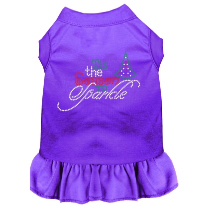 Tis the Season to Sparkle Rhinestone Dog Dress Purple 4X