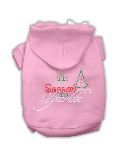 Tis the Season to Sparkle Rhinestone Dog Hoodie Light Pink L