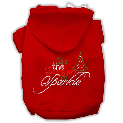 Tis the Season to Sparkle Rhinestone Dog Hoodie Red L