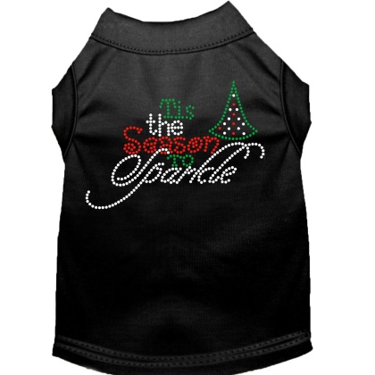 Tis the Season to Sparkle Rhinestone Dog Shirt Black Lg