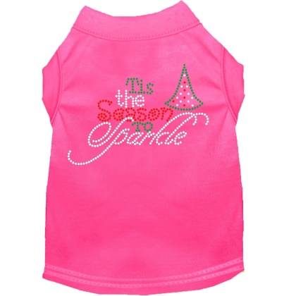 Tis the Season to Sparkle Rhinestone Dog Shirt Bright Pink Lg