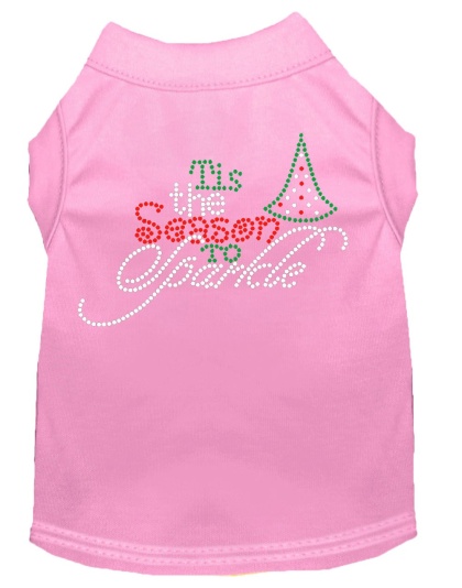Tis the Season to Sparkle Rhinestone Dog Shirt Light Pink Lg