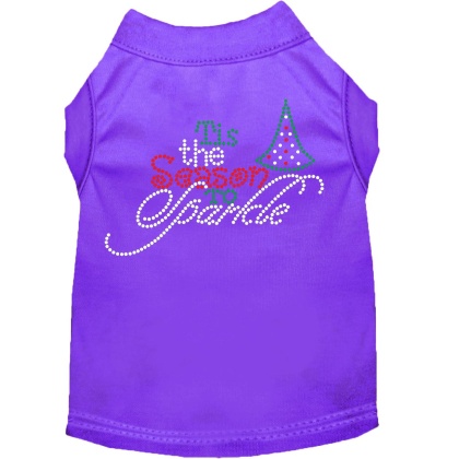 Tis the Season to Sparkle Rhinestone Dog Shirt Purple Lg