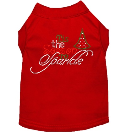 Tis the Season to Sparkle Rhinestone Dog Shirt Red Lg