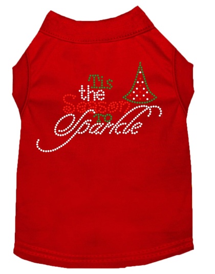 Tis the Season to Sparkle Rhinestone Dog Shirt Red Lg