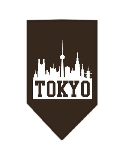 Tokyo Skyline Screen Print Bandana Cocoa Large